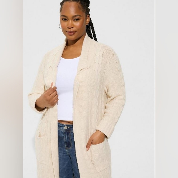 torrid Sweaters - Torrid Chunky Coatigan Collared Cable Sweater size 5